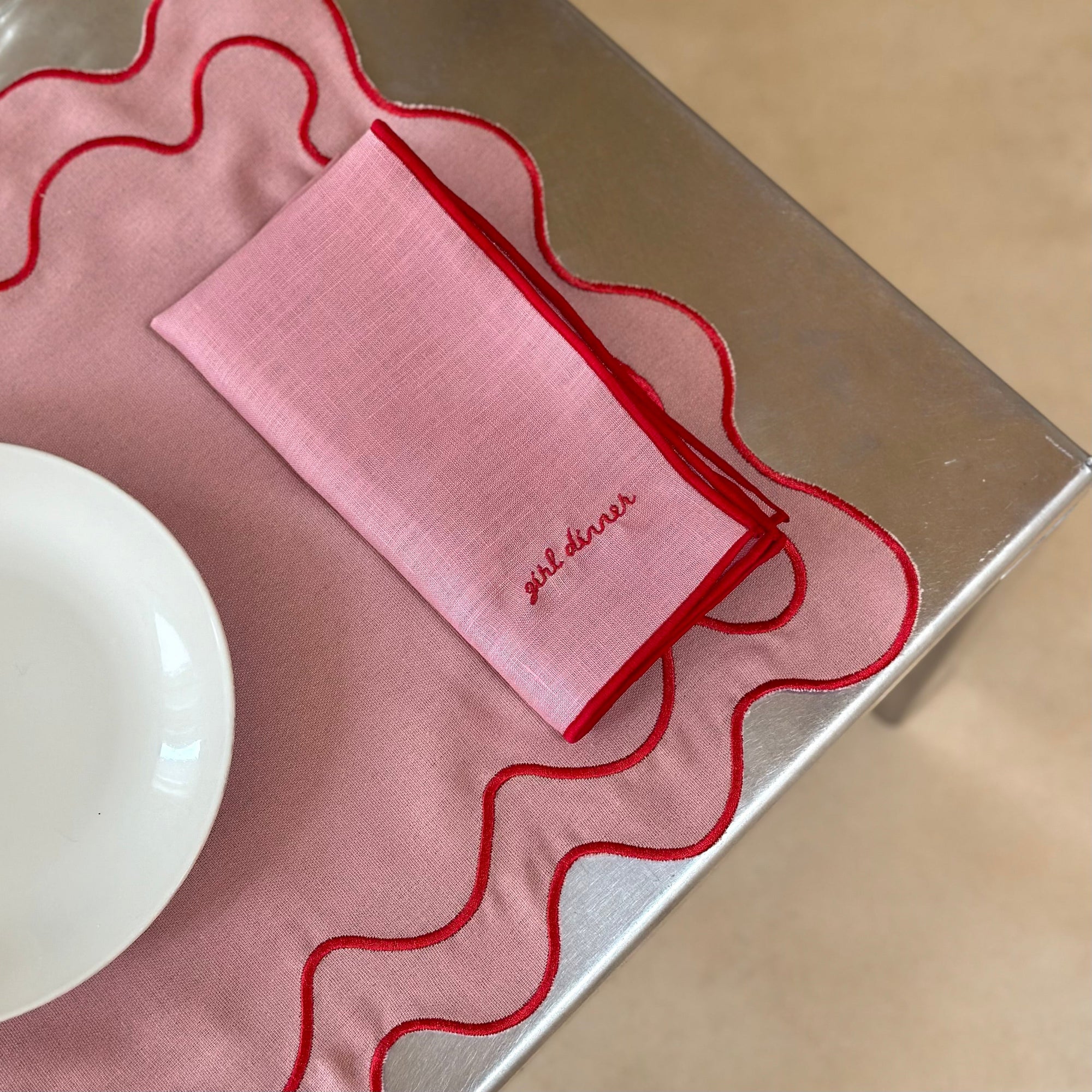 Girl Dinner Linen Napkins - Set of 2