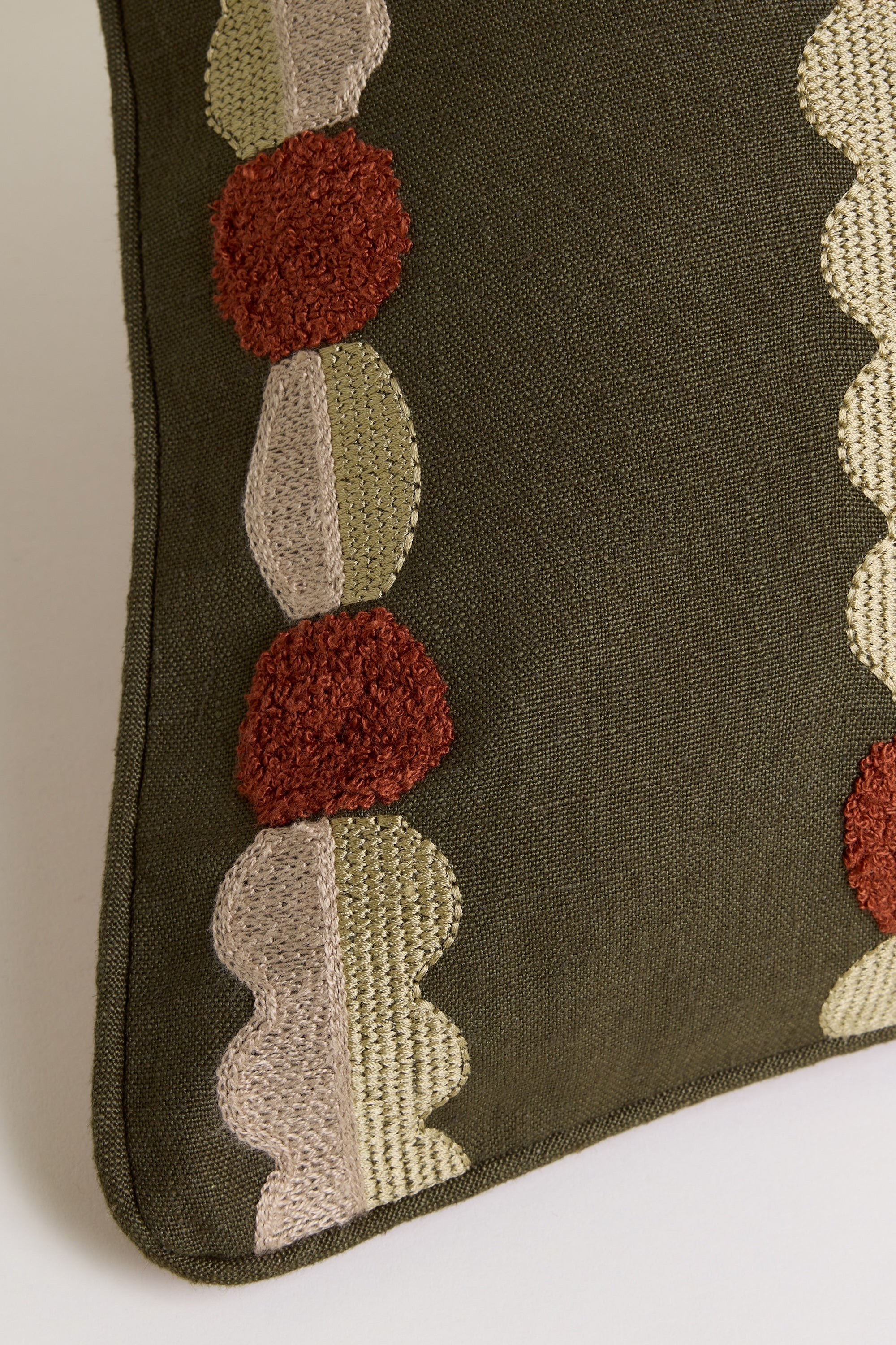 Marigold Cushion Cover - Green + Terracotta