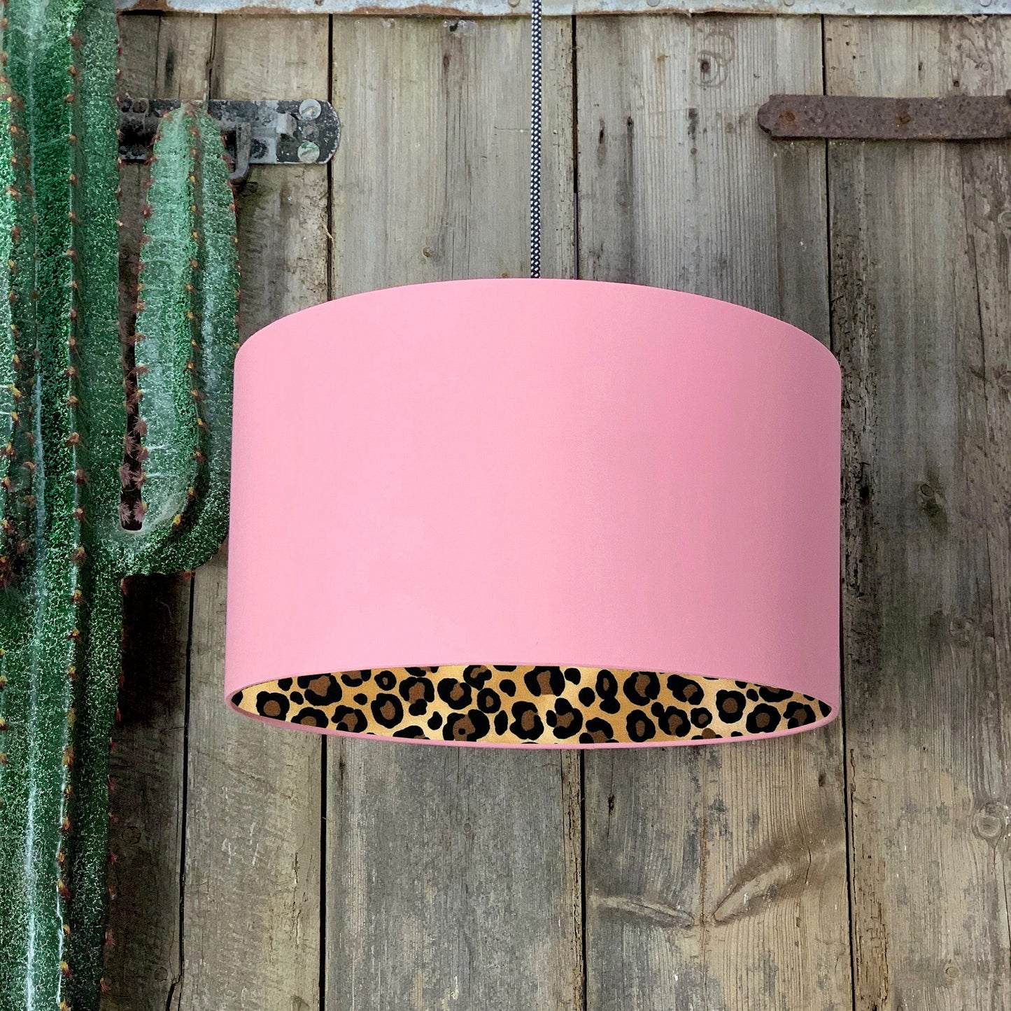 Leopard Print Silhouette Lampshade in Candy Floss Pink