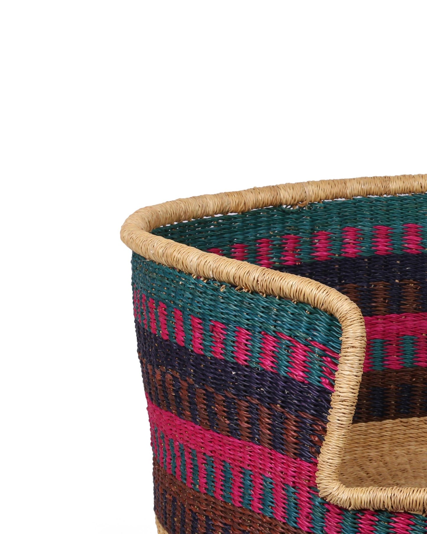 ODWAN: Aqua, Pink and Brown Dog Basket - Large