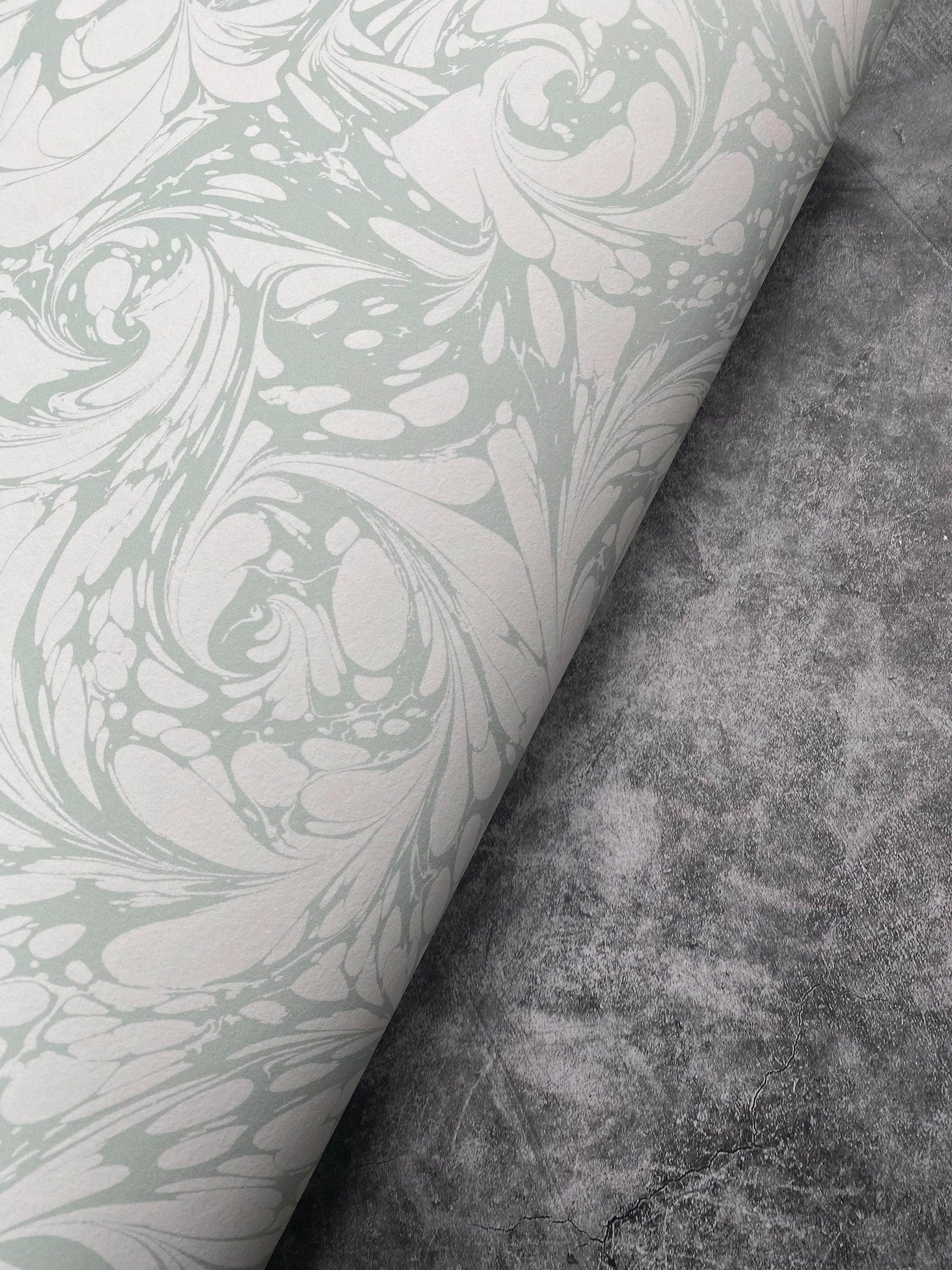 Marbled Wallpaper - 'Flourish' Col: Willow - Eco Non-Woven