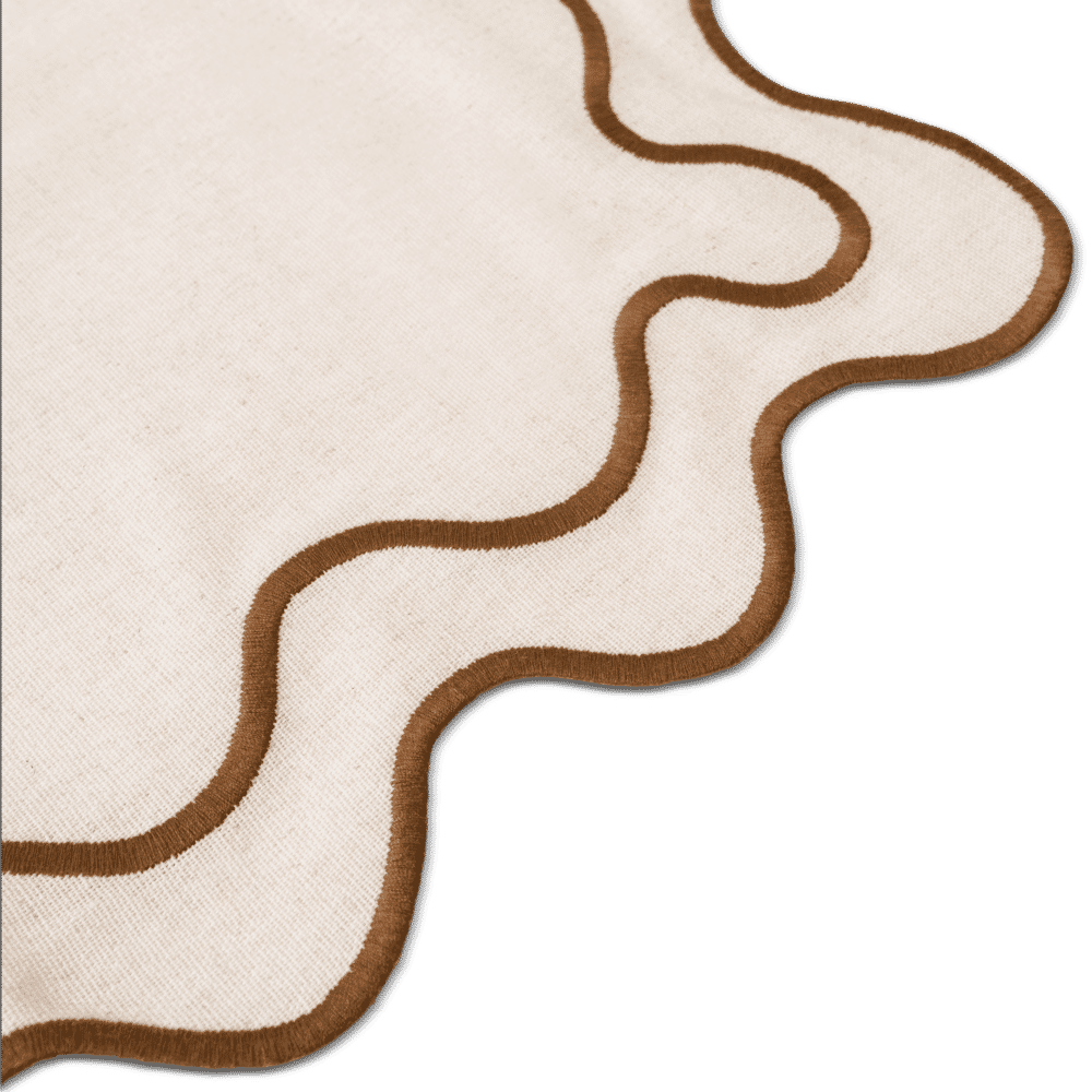 Set of Wavy Placemats in Beige/Brown Linen Mix