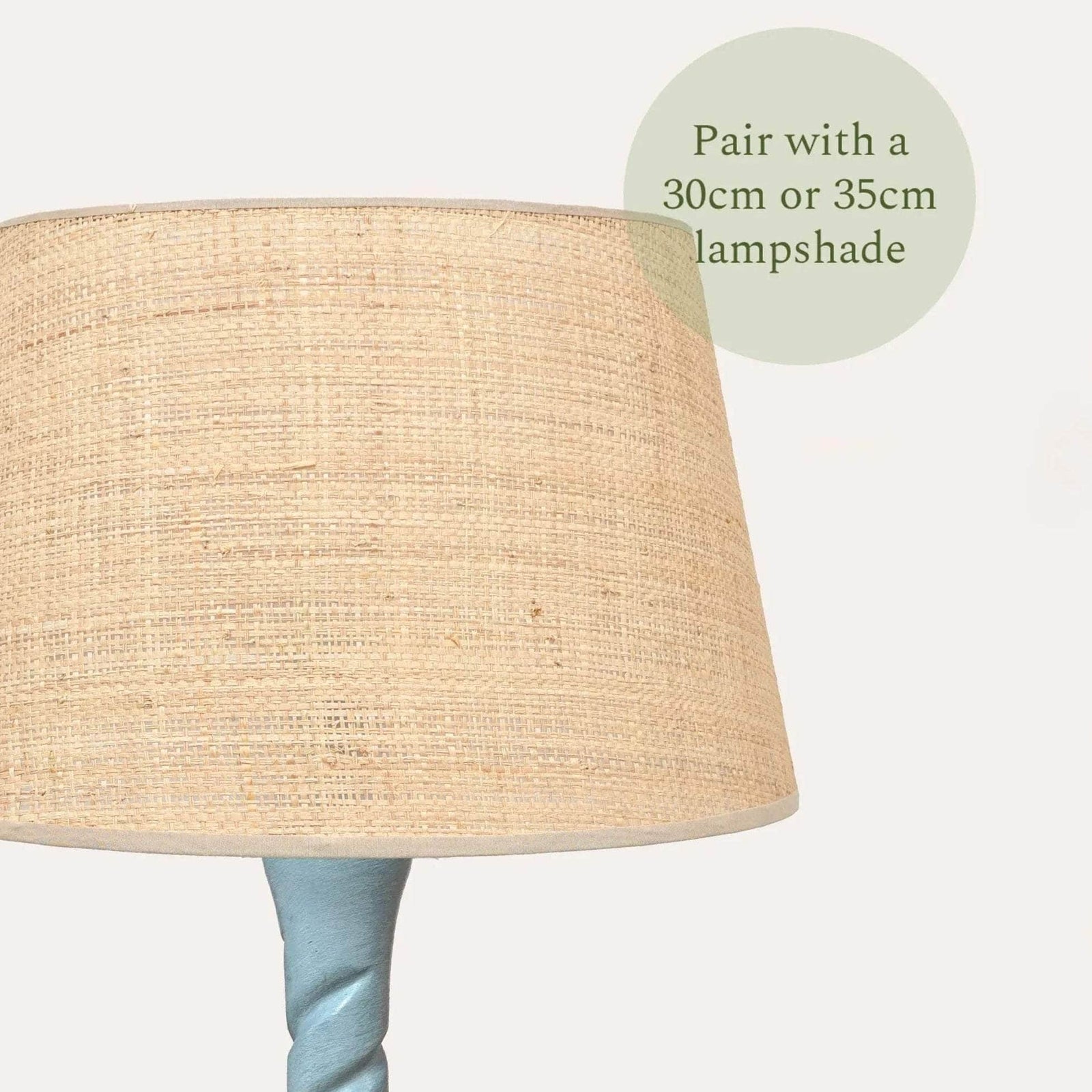 Small Twisted Wooden Table Lamp - Light Blue
