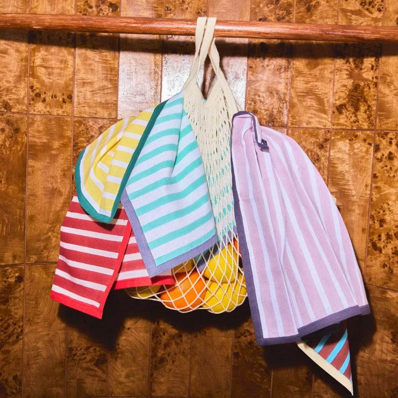 Block Stripe Napkins - Mauve / White