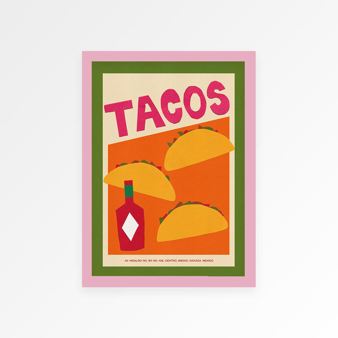 Tacos Hand Collaged Print