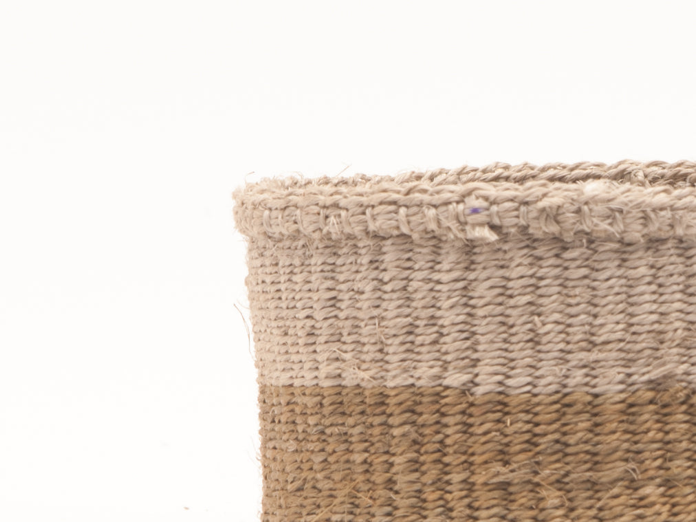 CHALI: Brown & Grey Colour Block Woven Basket