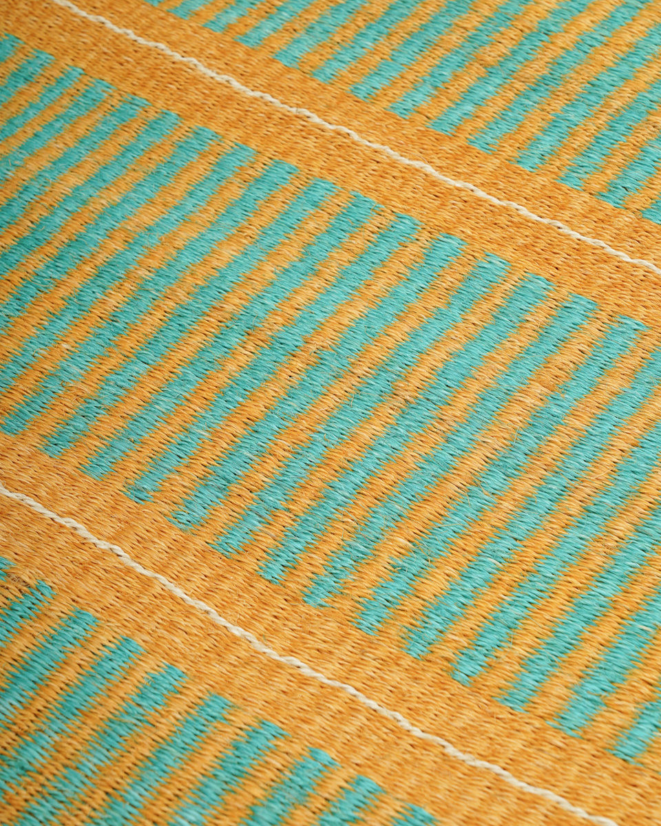 GALANA: Small Mustard & Turquoise Woven Sisal Rug