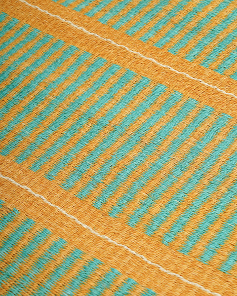GALANA: Small Mustard & Turquoise Woven Sisal Rug