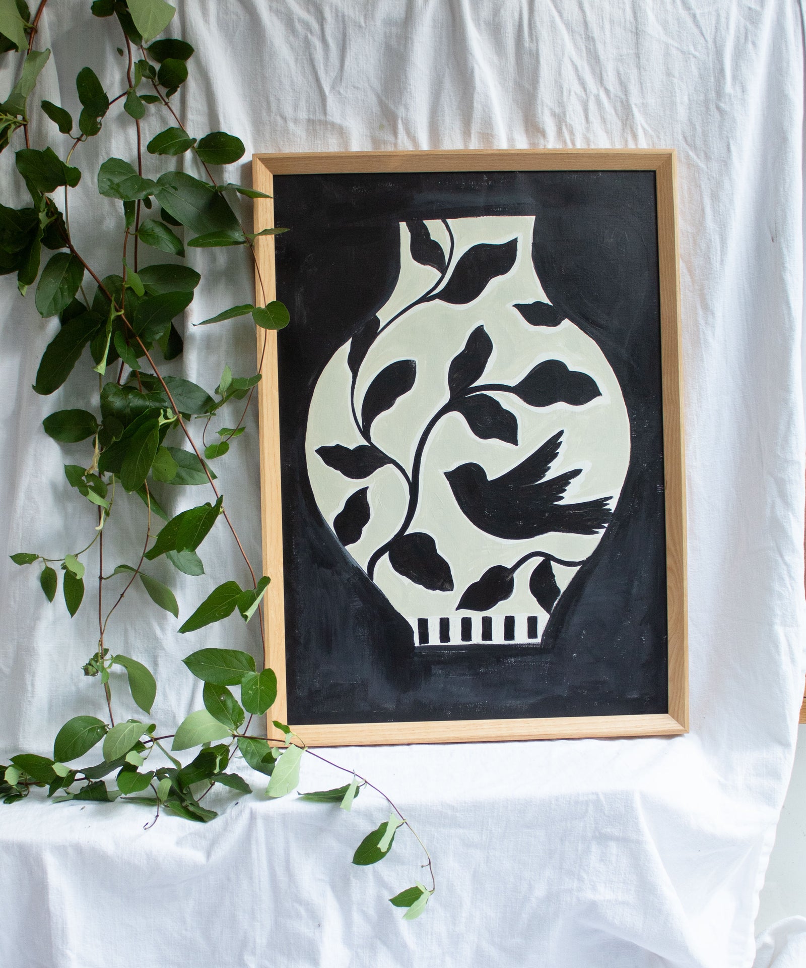 Chalky Black Vase- Original painting