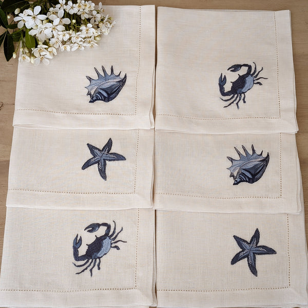 Marine - Seaside Embroidery Table Napkins (set of 6)