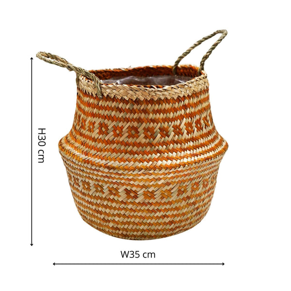Seagrass Tribal Amber Lined Basket Medium