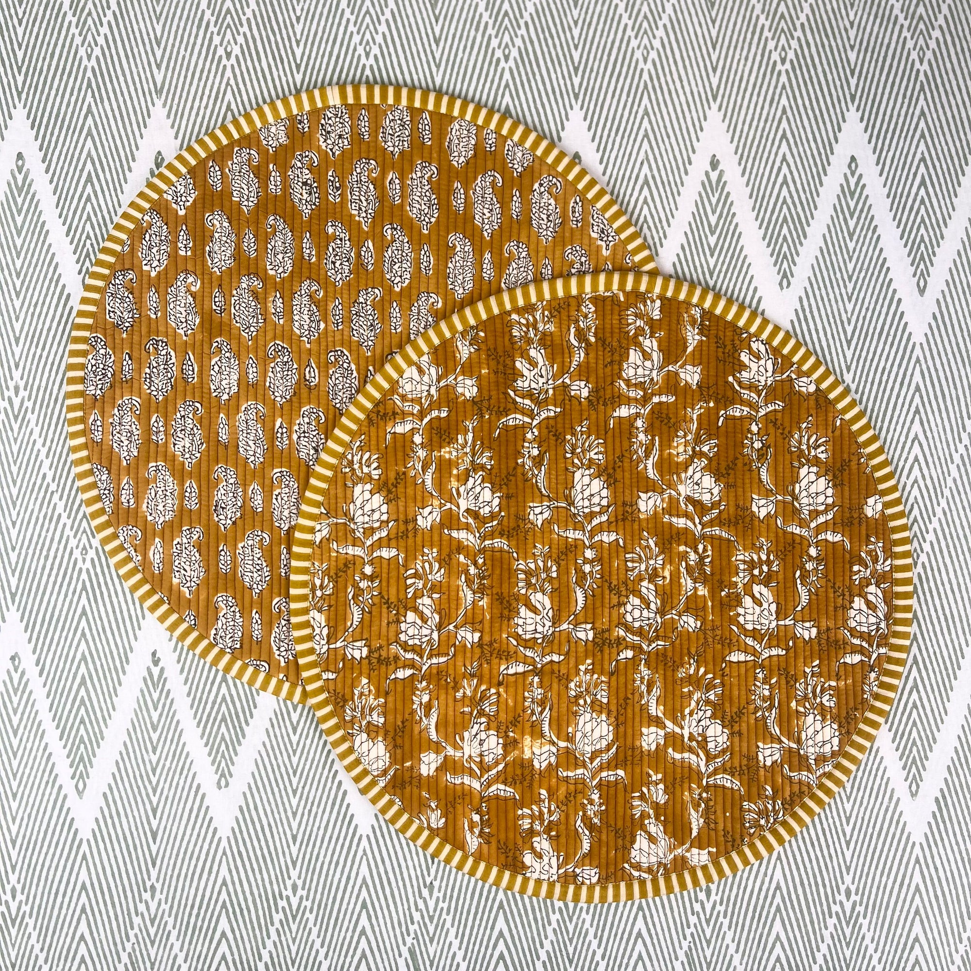 ‘The Breakfast’ Placemat - Round - Block Print