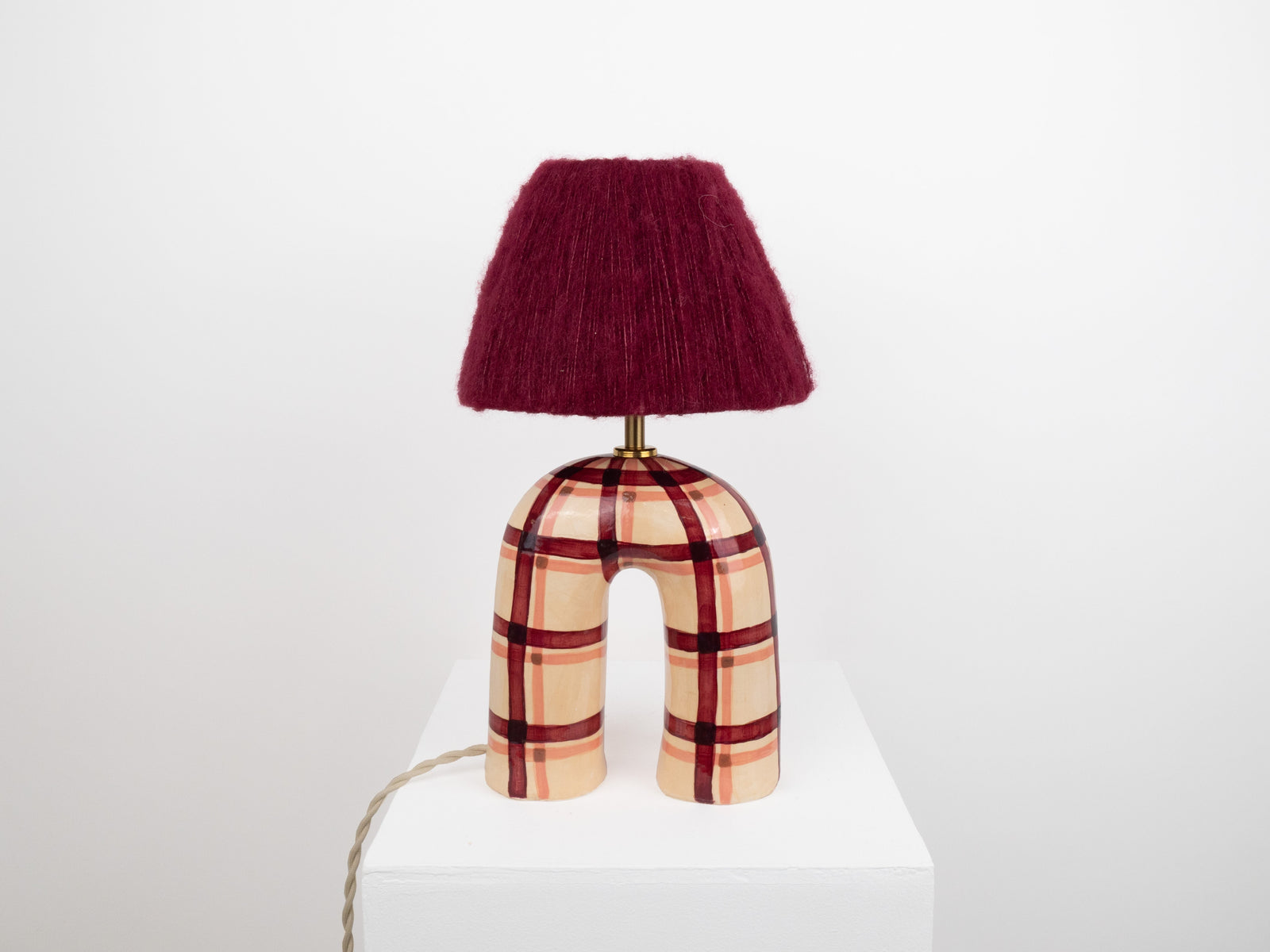 'You' Table Lamp - Maroon Gingham