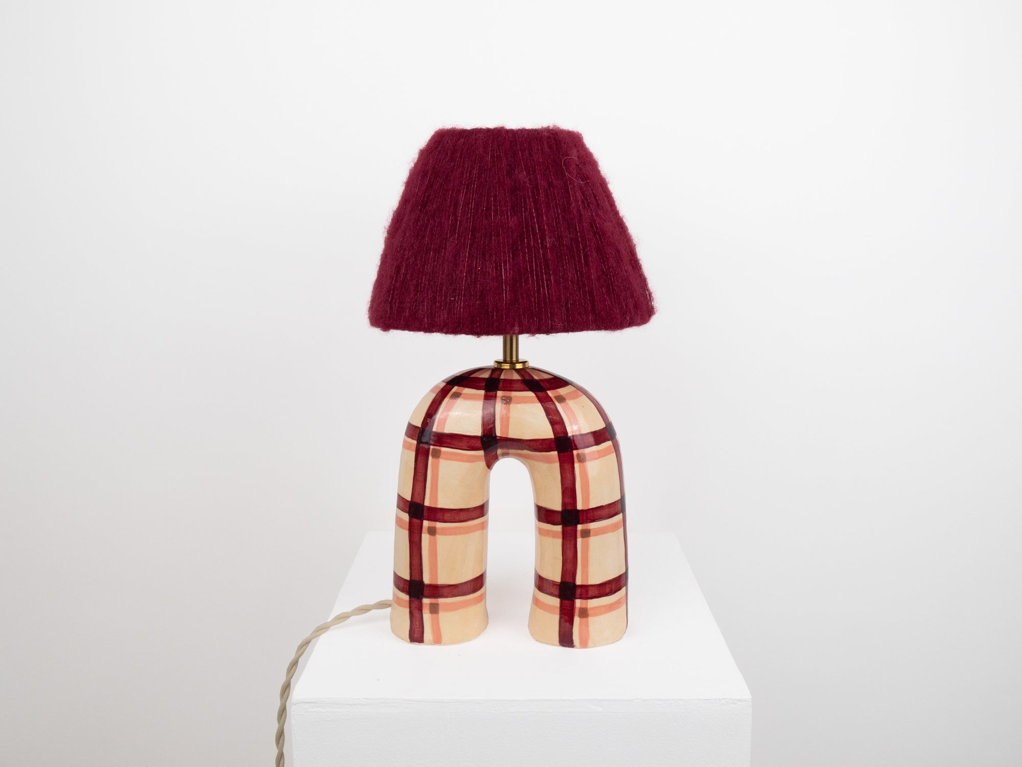 'You' Table Lamp - Maroon Gingham
