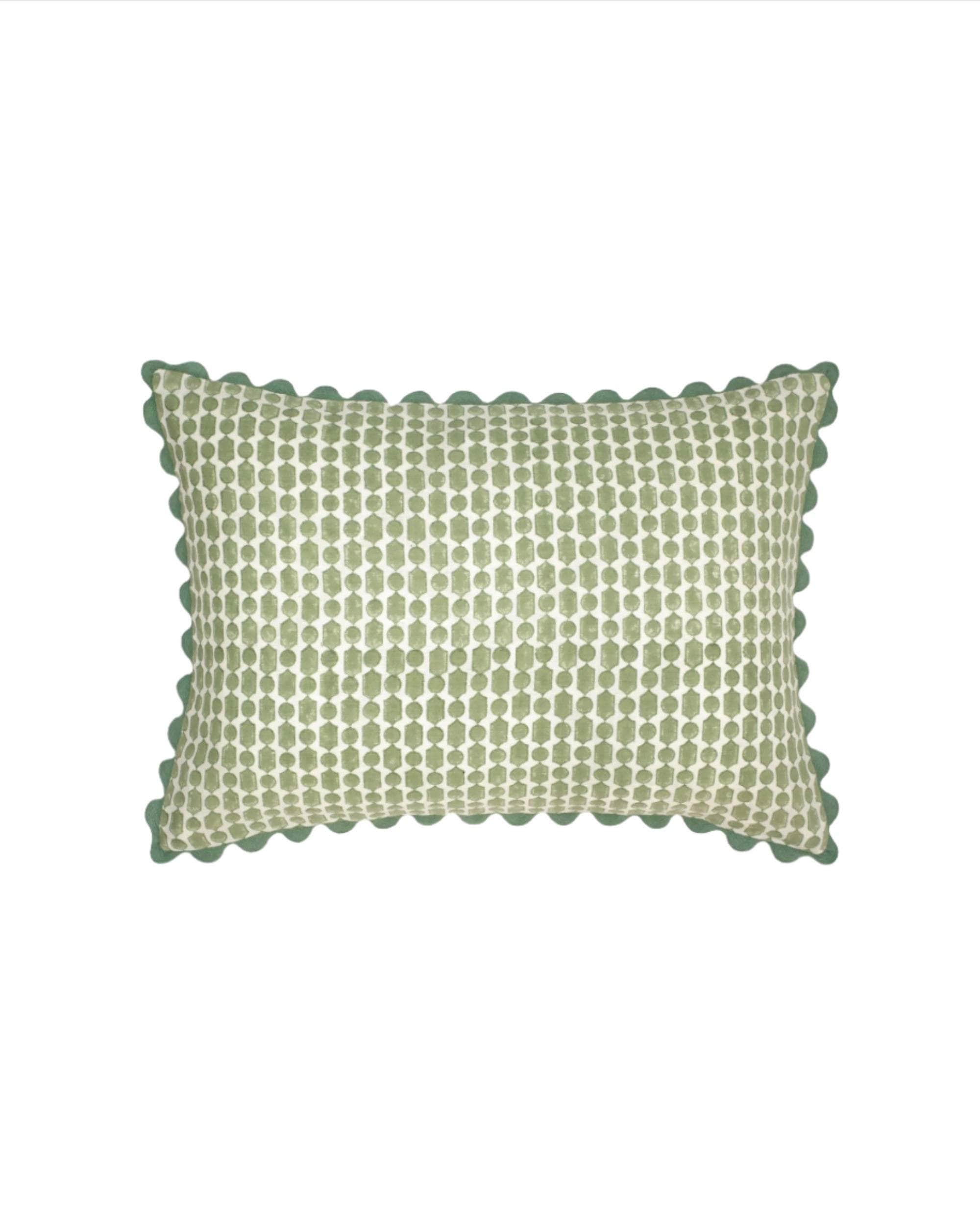 Viale Block Print Cushion - Green