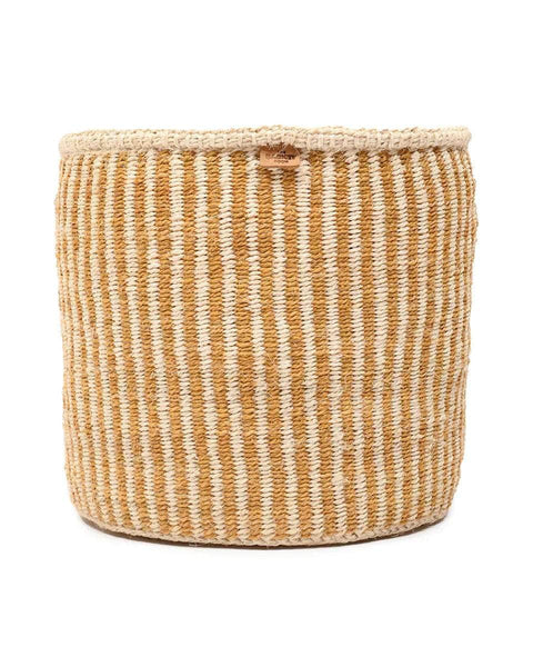 HOTUBA: Gold Pinstripe Woven Storage Basket