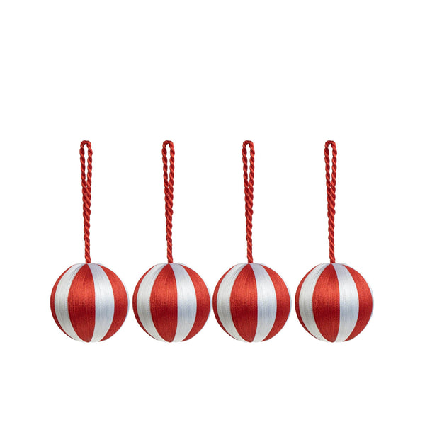 Stripe Bauble S Set/4 - Red / White