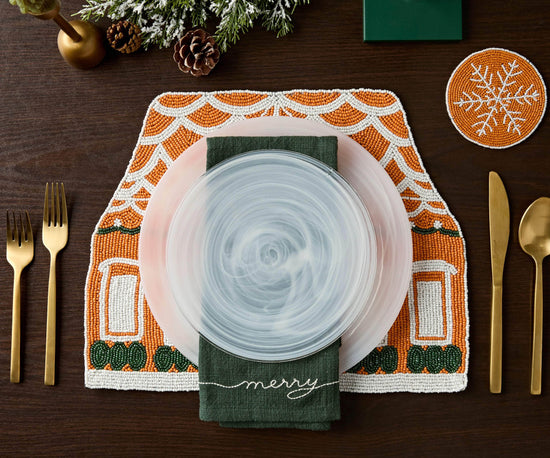 Handicraft Gingerbread House Beaded Placemat
