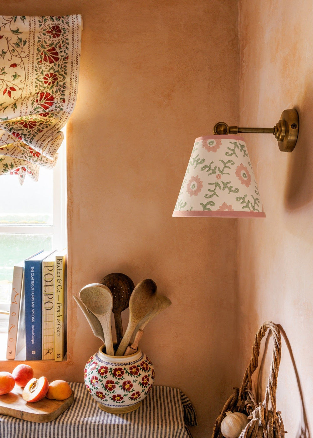 Folk Flower Mini Lampshade - Pink / Green