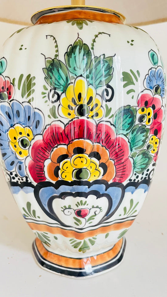 Antique Delft Polychrome Lamp