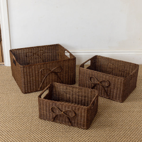 Bow Rattan Storage Basket, Medium