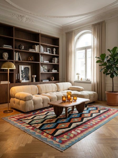 Gashgai Kilim · Hand-woven – Black, 200x157 cm