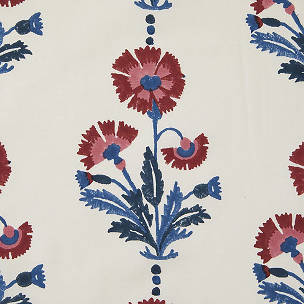Dianthus Block Printed Fabric Cotton Indigo/Iron