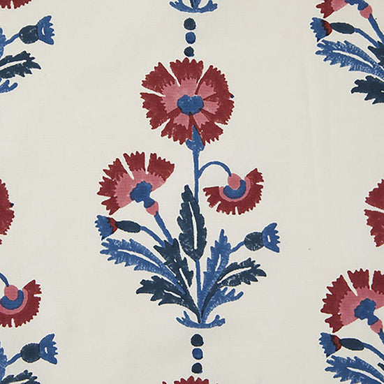 Dianthus Block Printed Fabric Cotton Indigo/Iron