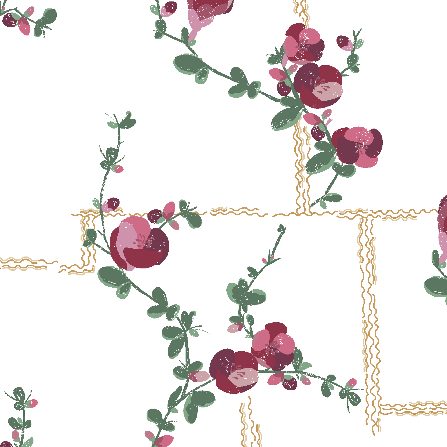 Coco - Wallpaper - Fuchsia on White