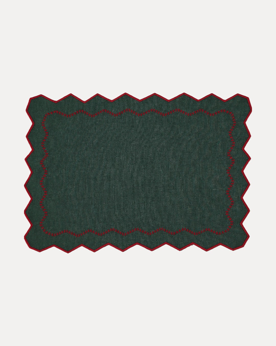 Alba Placemat, Green with Bordeaux