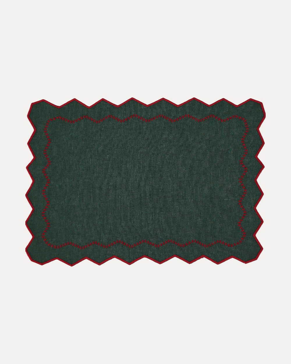 Alba Placemat, Green with Bordeaux