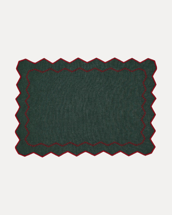 Alba Placemat, Green with Bordeaux