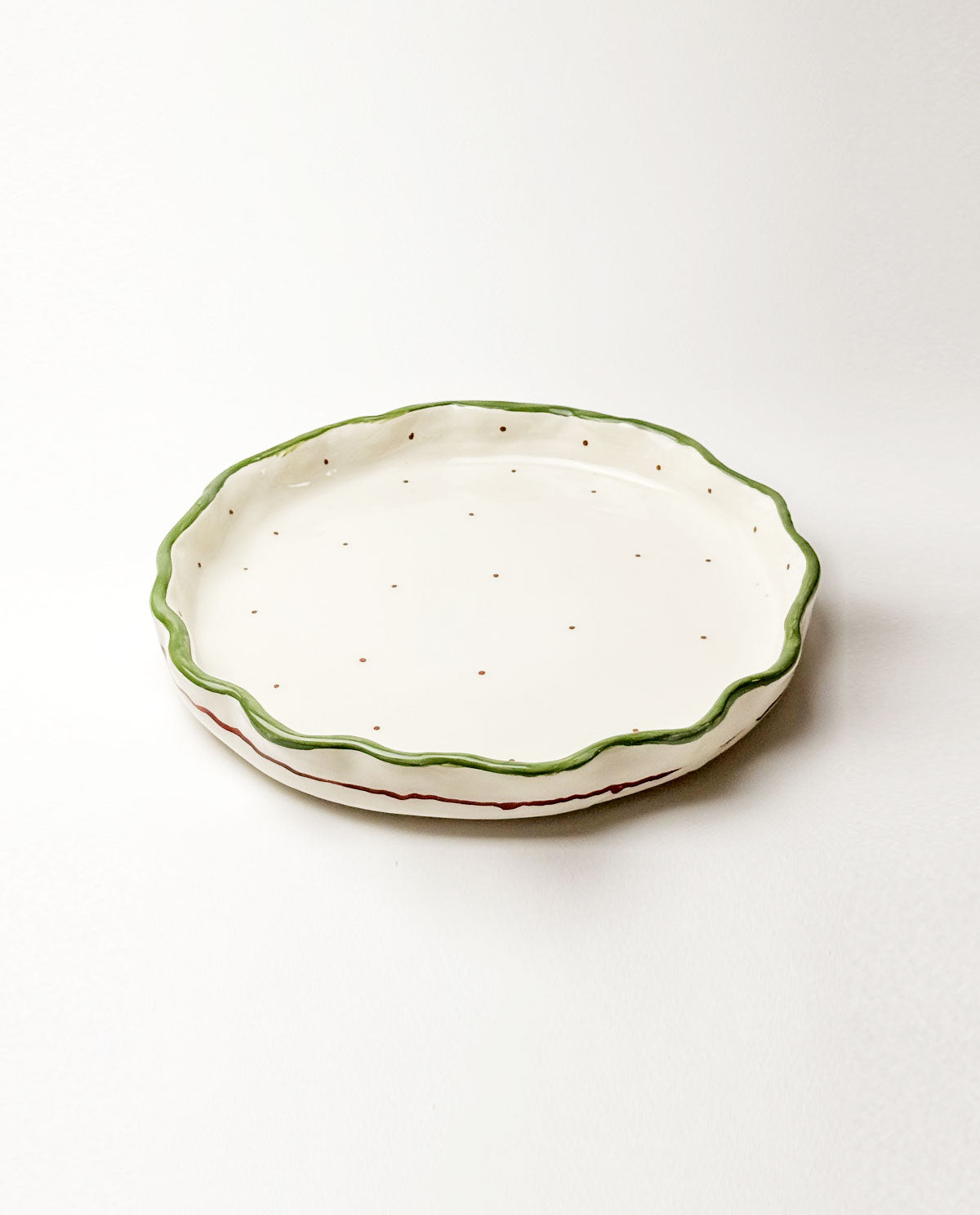 Handmade Christmas Ceramic Platter with Wavy Rim