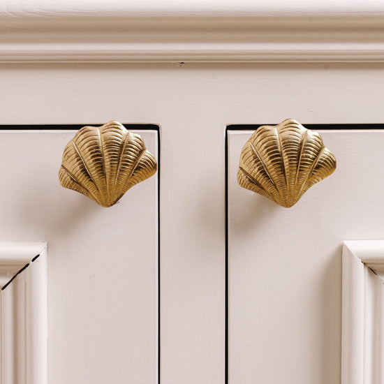 Curved Shell Knob, Lacquered Brass