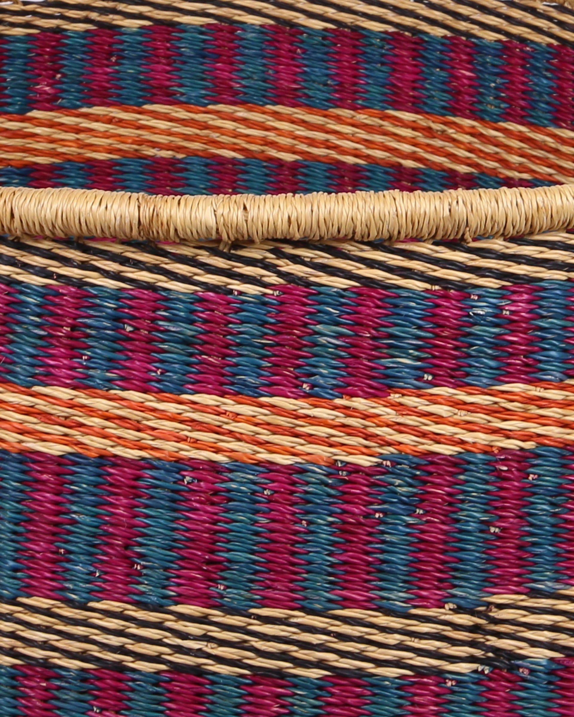 HUNU: Medium Teal and Maroon Floor Storage Basket with Handles