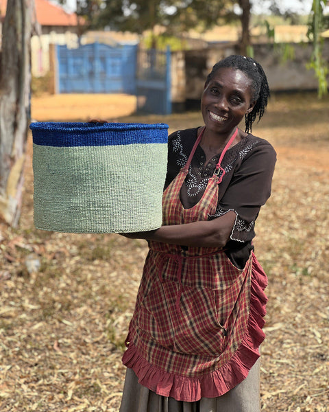 REFU: Sapling Green and True Blue Extra-Large Sisal Basket