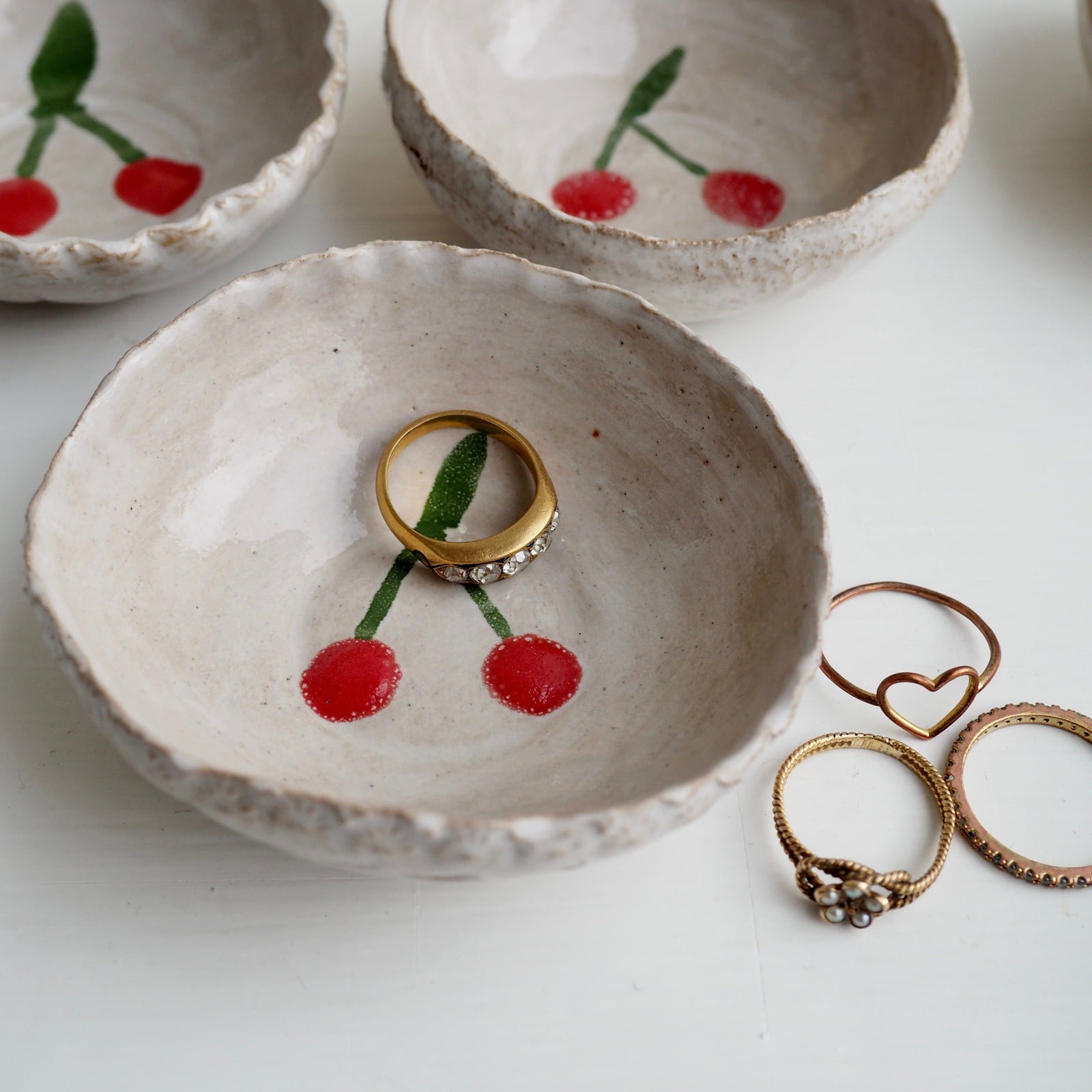 Mini Cherry Ceramic Ring or Condiment Dish