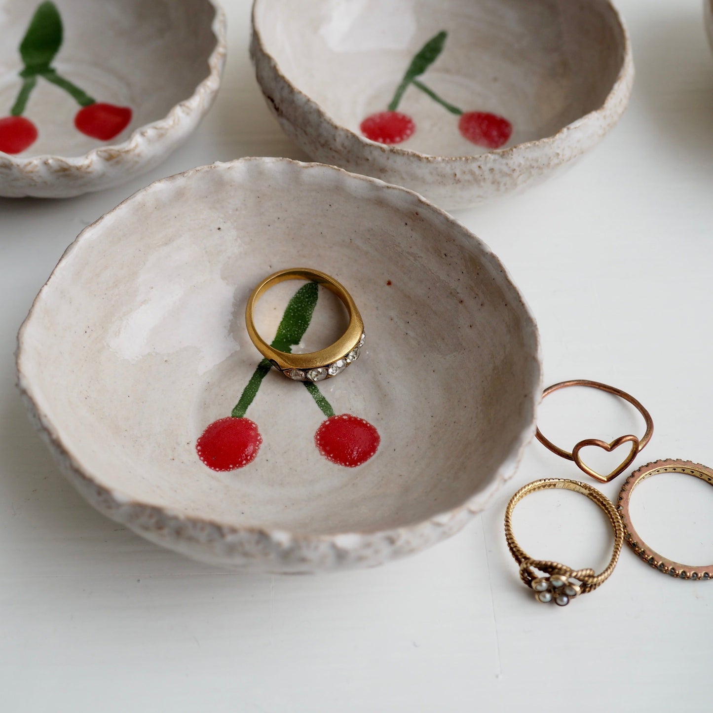 Mini Cherry Ceramic Ring or Condiment Dish