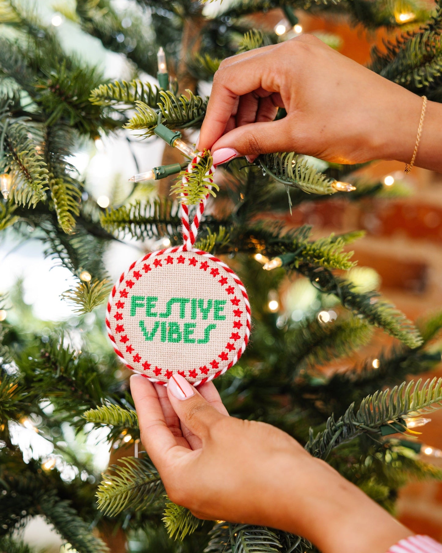 Needlepoint Ornament - Festive Vibes