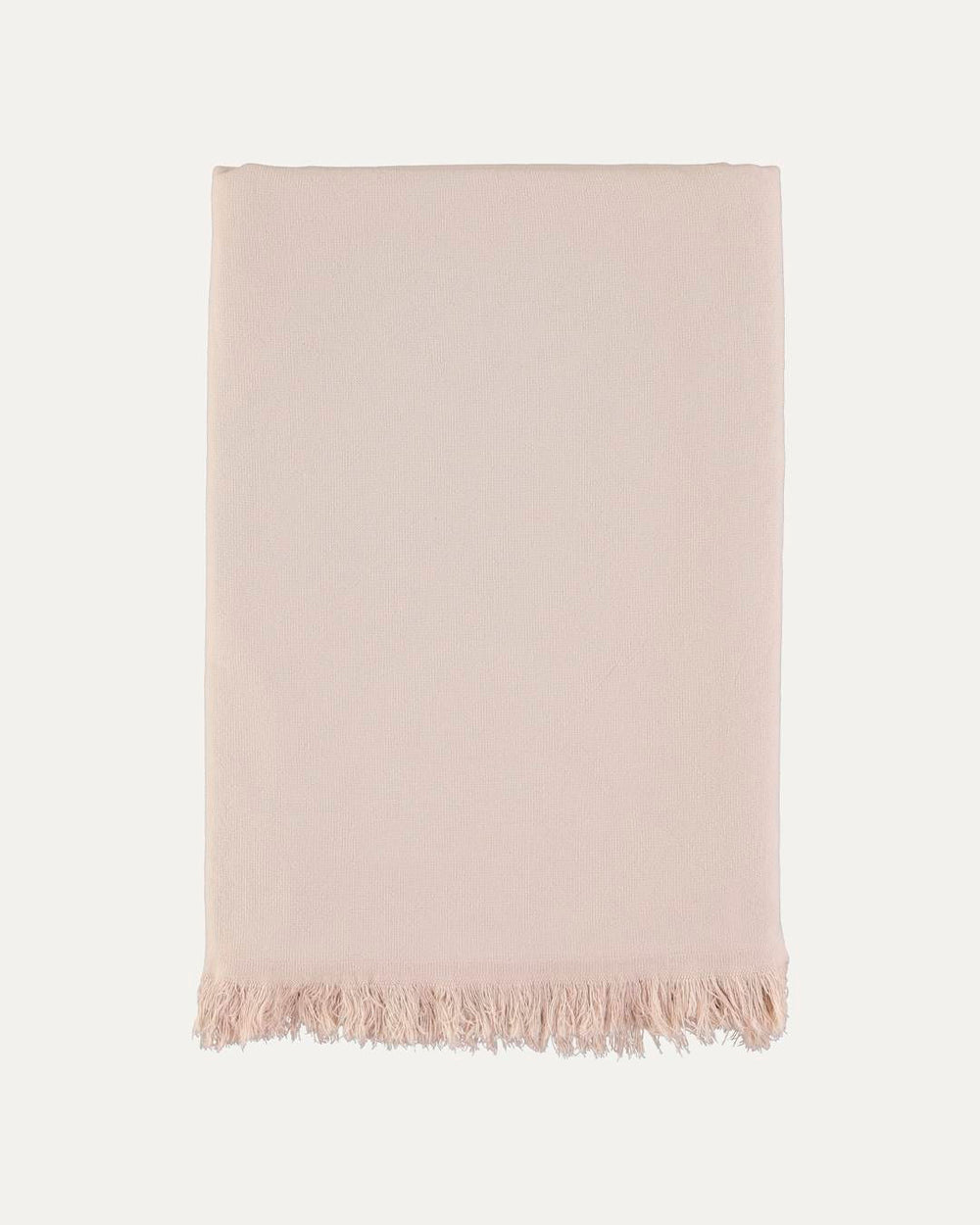 Cotton Beach Towel with Frayed Edge - Beige