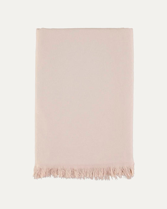 Cotton Beach Towel with Frayed Edge - Beige