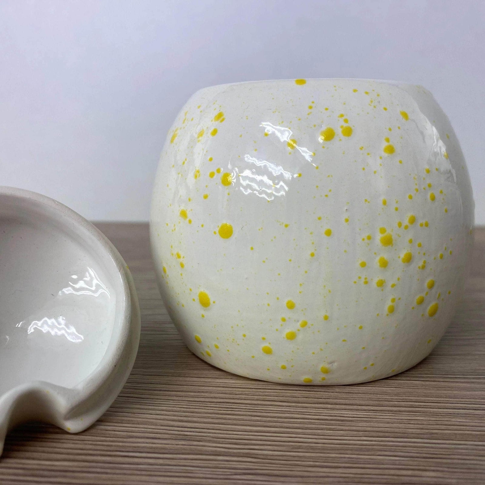 Sugar Bowl White with Yellow Spots