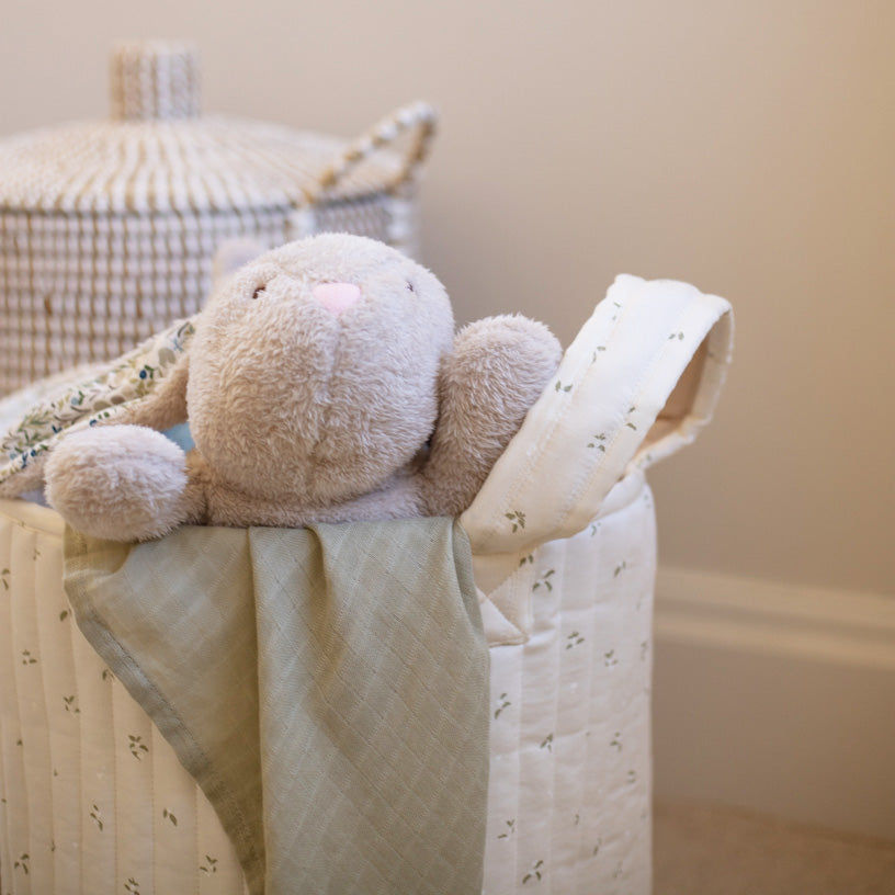 Large Quilted Storage Basket - Nettle Scatter / Birch