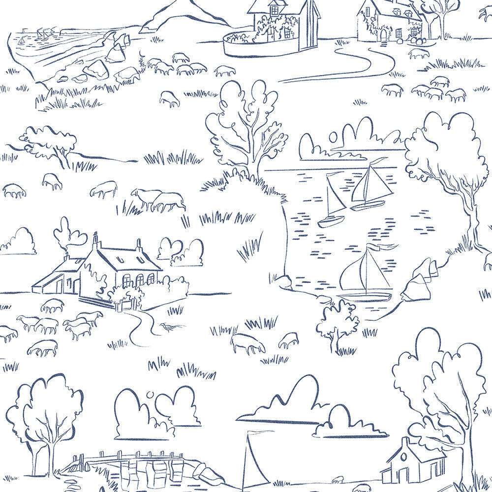 Helford Wallpaper – FERRY BLUE