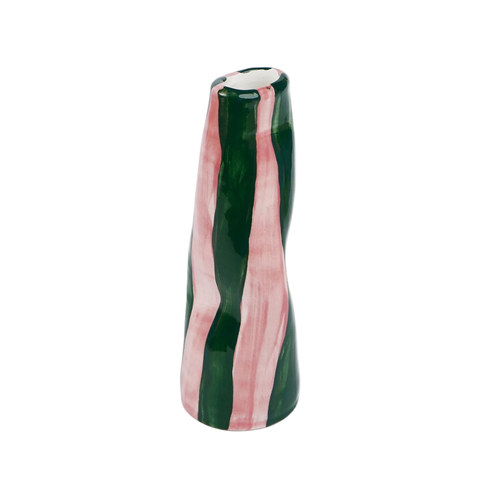 Green On Pink Stripes Vase