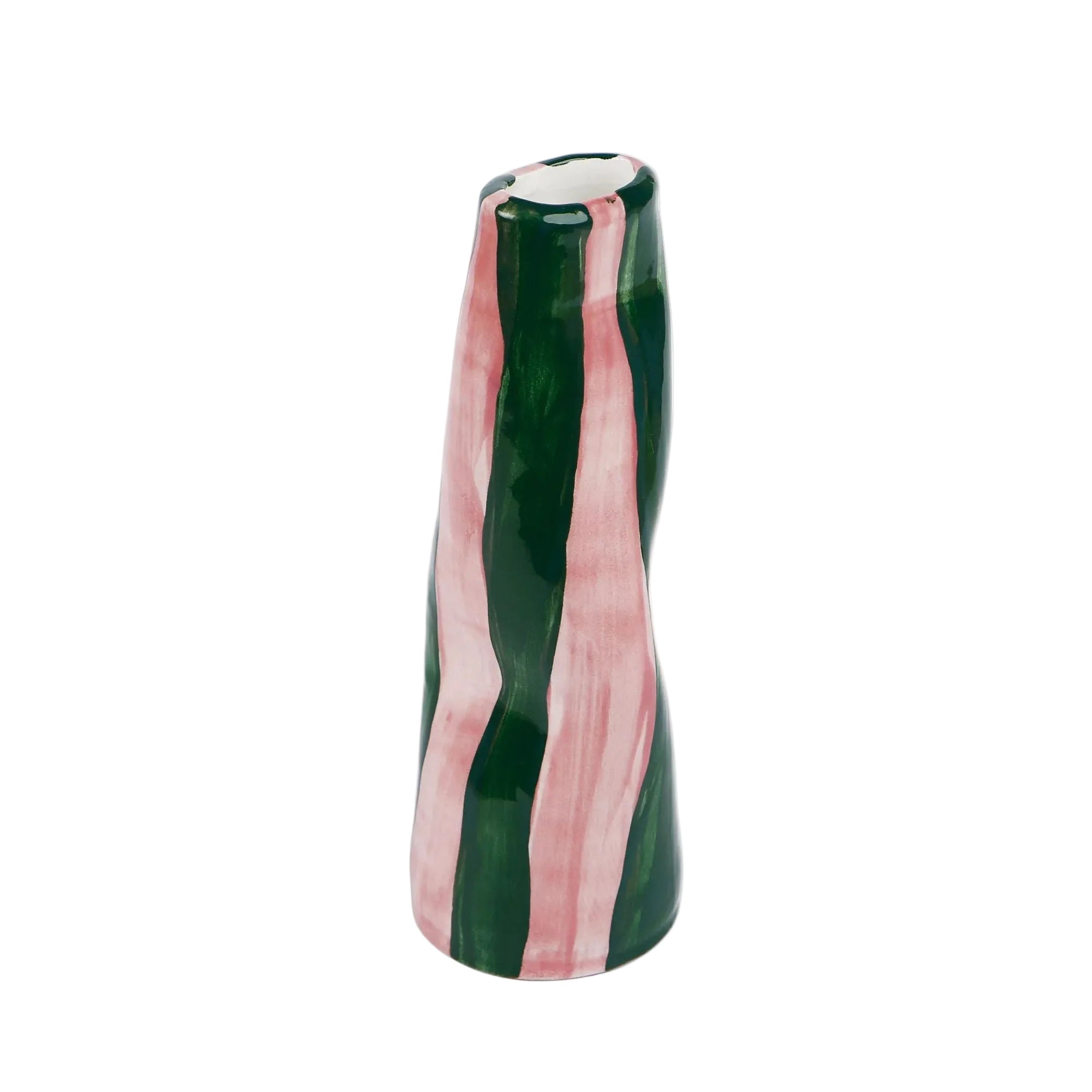 Green On Pink Stripes Vase