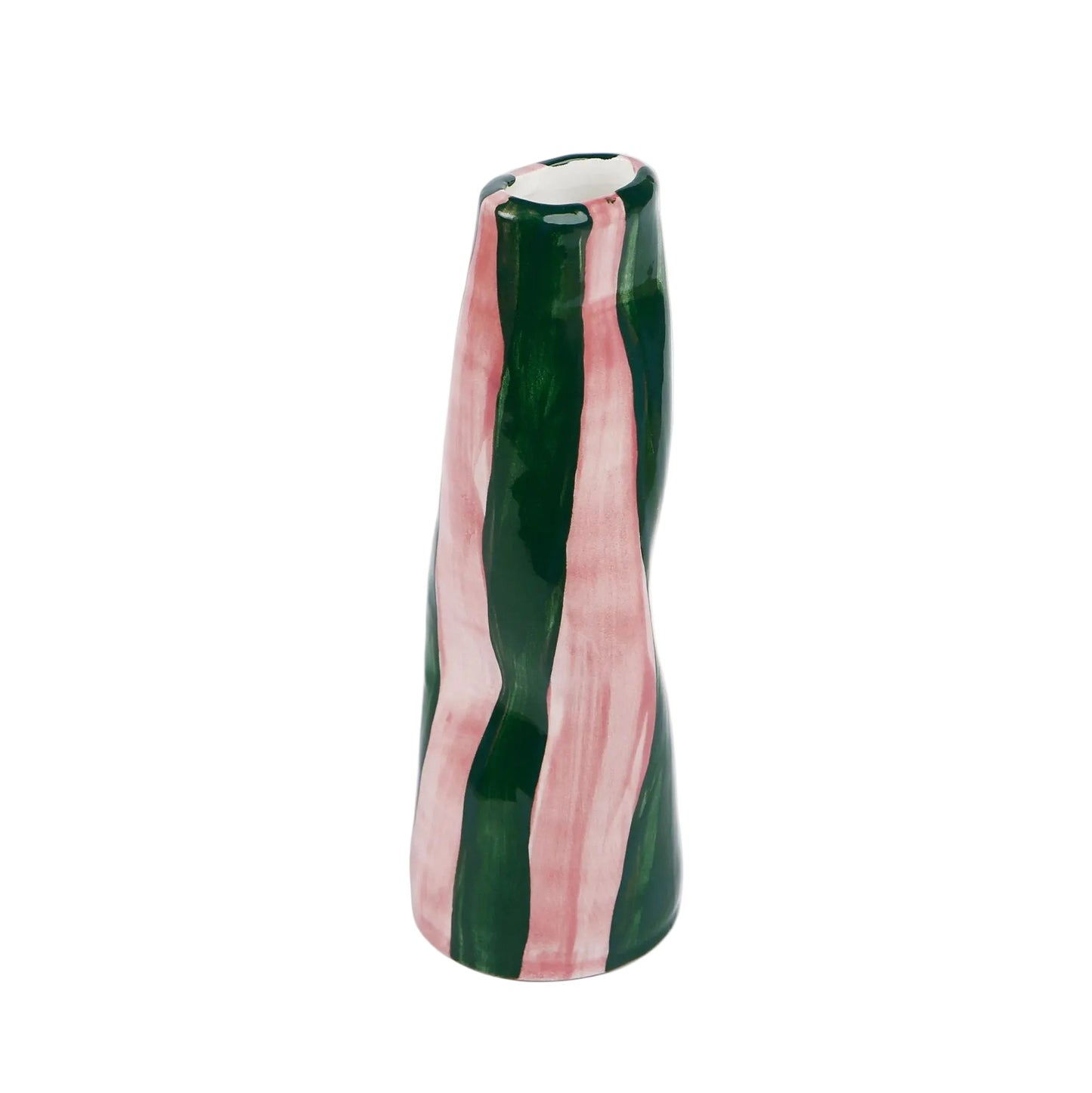 Green On Pink Stripes Vase