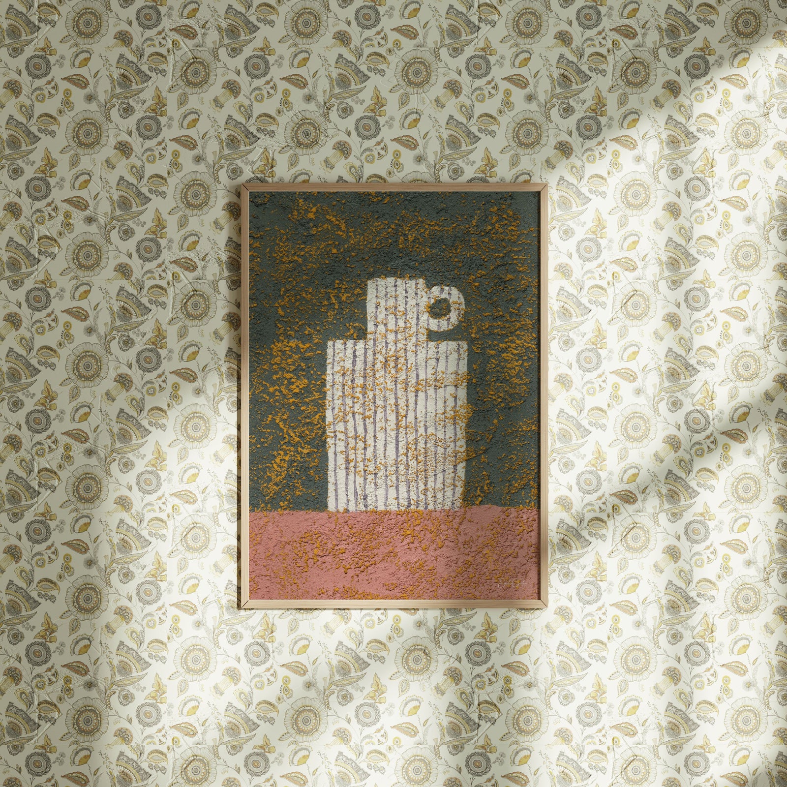 Striped White Vase - Fine Art Print