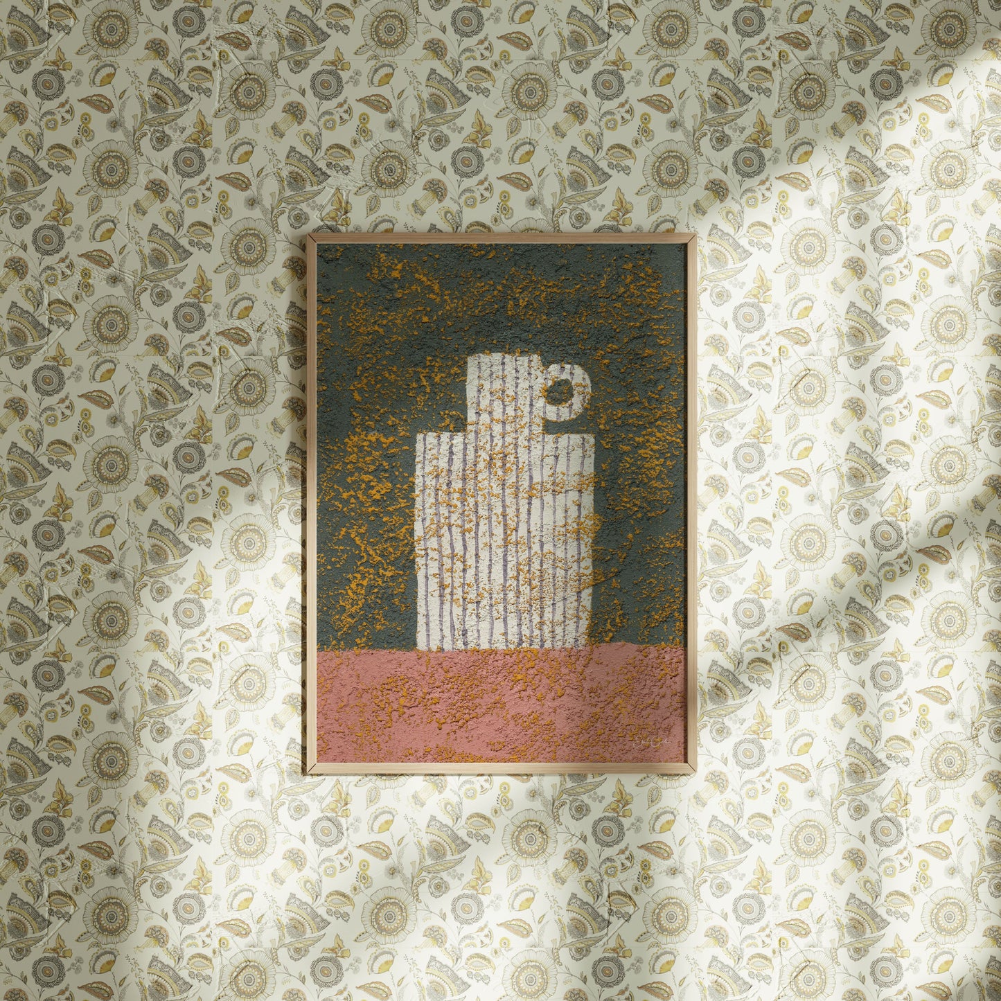 Striped White Vase - Fine Art Print