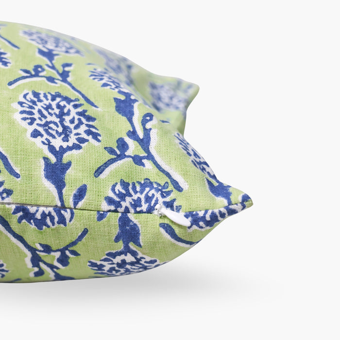 Nikhar - Lumbar Linen Throw Pillow Cover - Lily Green